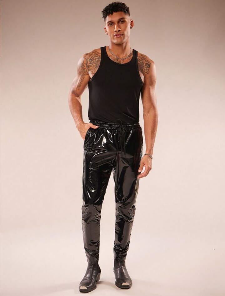 Men's Holographic Drawstring Waist Trousers